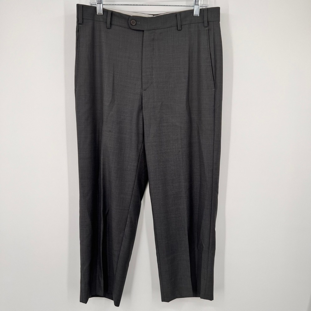 Zanella Todd Mens Charcoal Grey 100% Virgin Wool Dress Pants Italy Size 34x26.5